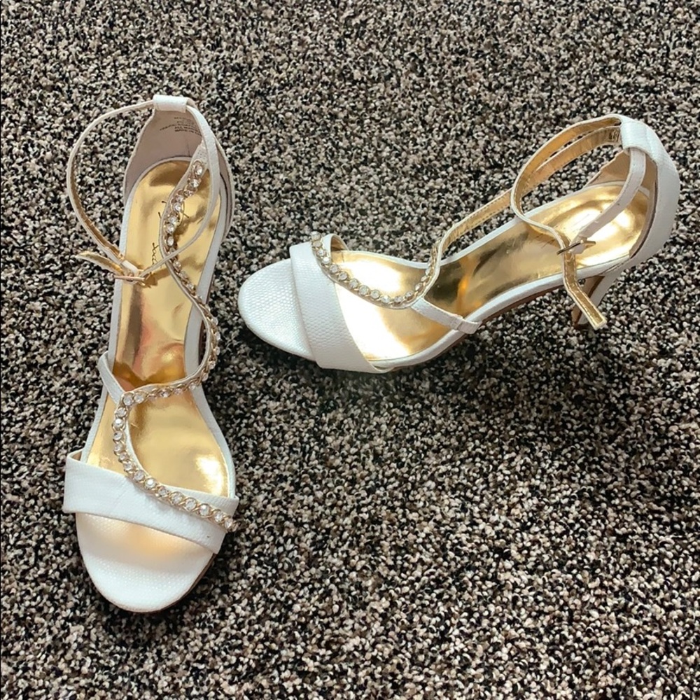 Gold and White Heels